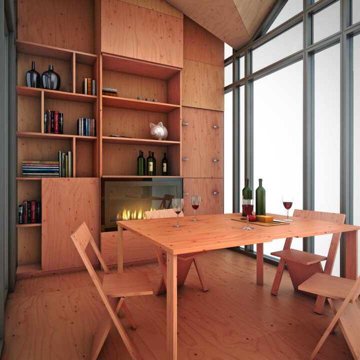 Bunkie built-in table and chairs - small prefab home - micro home - studio home