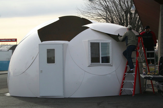 Small prefab home - Micro home - InterShelter 20 ft Dome assembly 10