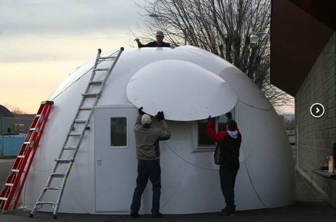 Small prefab home - Micro home - InterShelter 20 ft Dome assembly 13