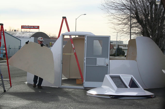 Small prefab home - Micro home - InterShelter 20 ft Dome assembly 4