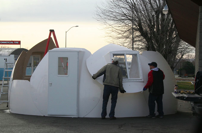 Small prefab home - Micro home - InterShelter 20 ft Dome assembly 5