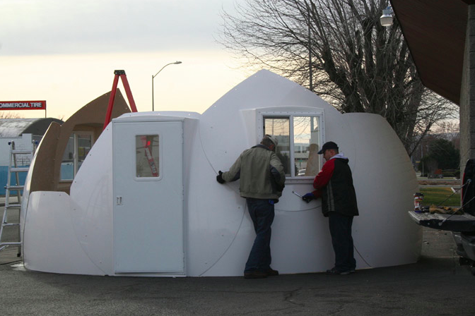 Small prefab home - Micro home - InterShelter 20 ft Dome assembly 6