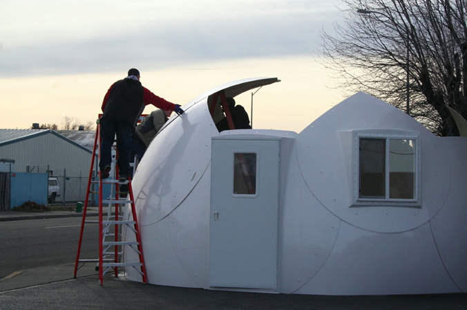 Small prefab home - Micro home - InterShelter 20 ft Dome assembly 9