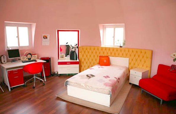 Small prefab home - Micro home - InterShelter 20 ft insulated Polar Dome - whimsical interior