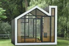 Bunkie Premier Deluxe in green grassy yard - small prefab home - micro home - studio home